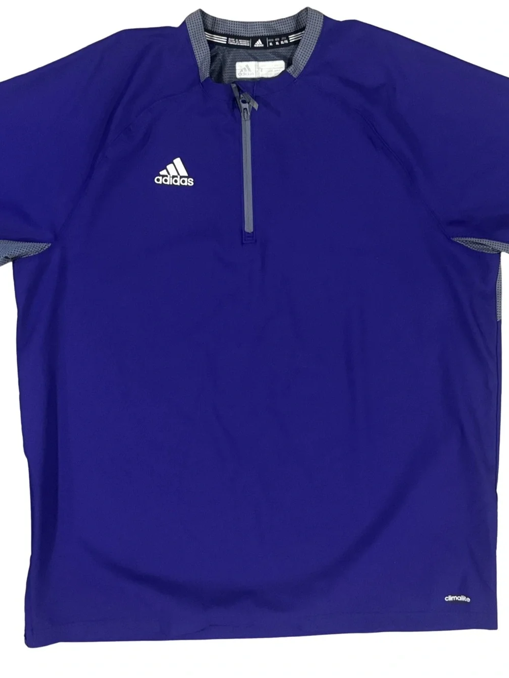 Adidas Climalite Quarter-Zip Short Sleeve Athletic Shirt in Deep Purple & Gray